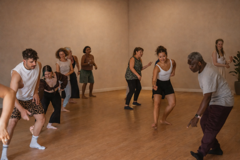 Team building wellness session in London with group movement and connection exercises